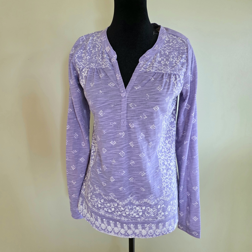 Sonoma Women's Purple Floral‎ Long Sleeve Blouse
